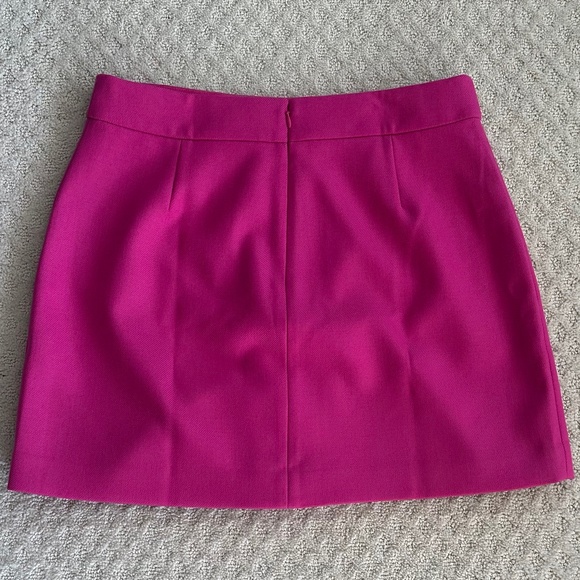 J. Crew 100% Wool Pleated Mini Skirt Hot Pink Size 12 NWT Preppy Office Academia - Picture 6 of 10